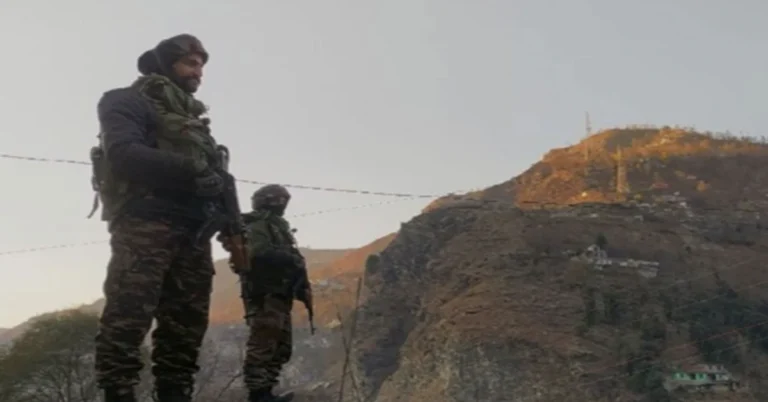 Indian Army soldier targeting hostile drone near Line of Control in Poonch sector amid high alert situation