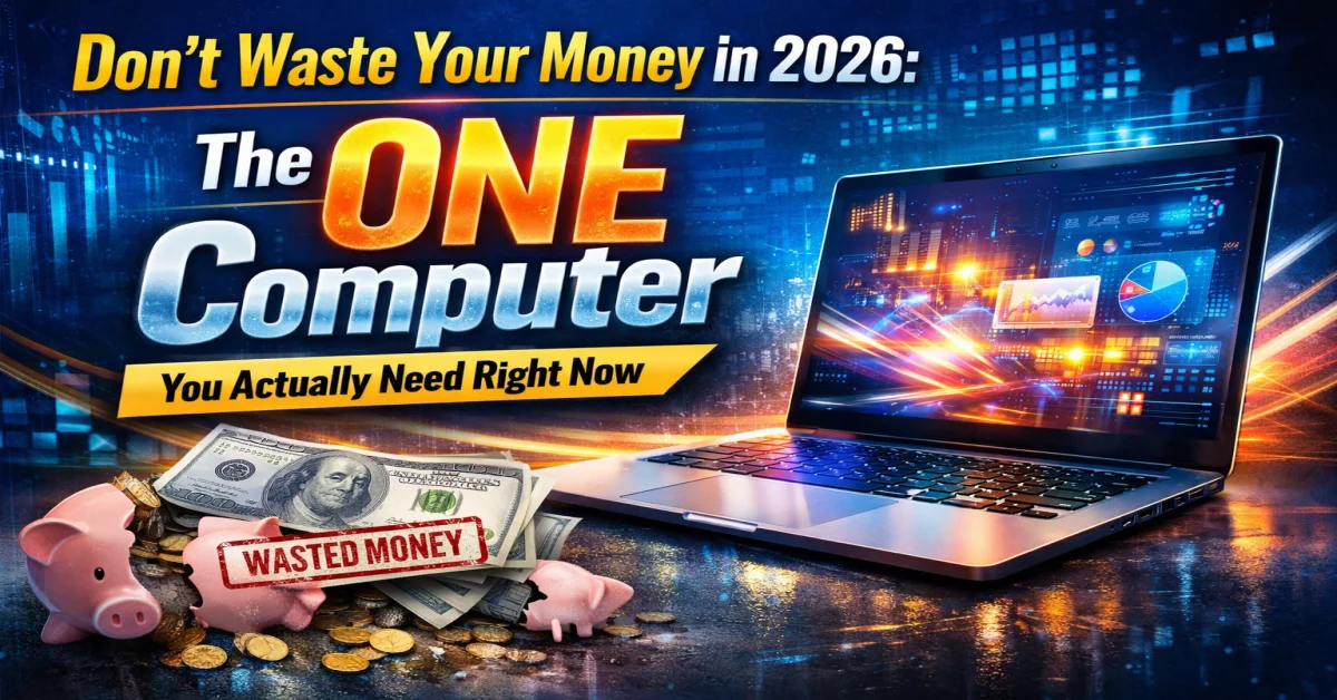 modern laptop representing the best computer to buy in 2026, smart computer buying guide, avoid wasting money on tech upgrades, future proof computer 2026, best value laptop for work and productivity