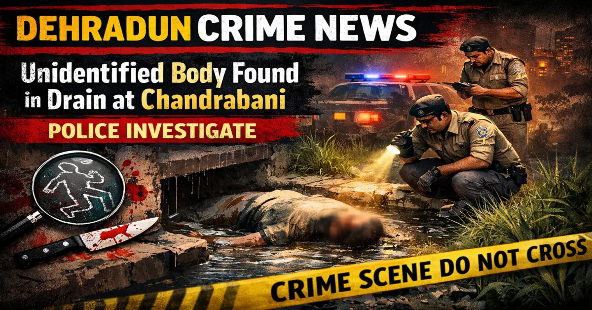 Unidentified body found in a drain at Chandrabani Dehradun as police investigate crime scene