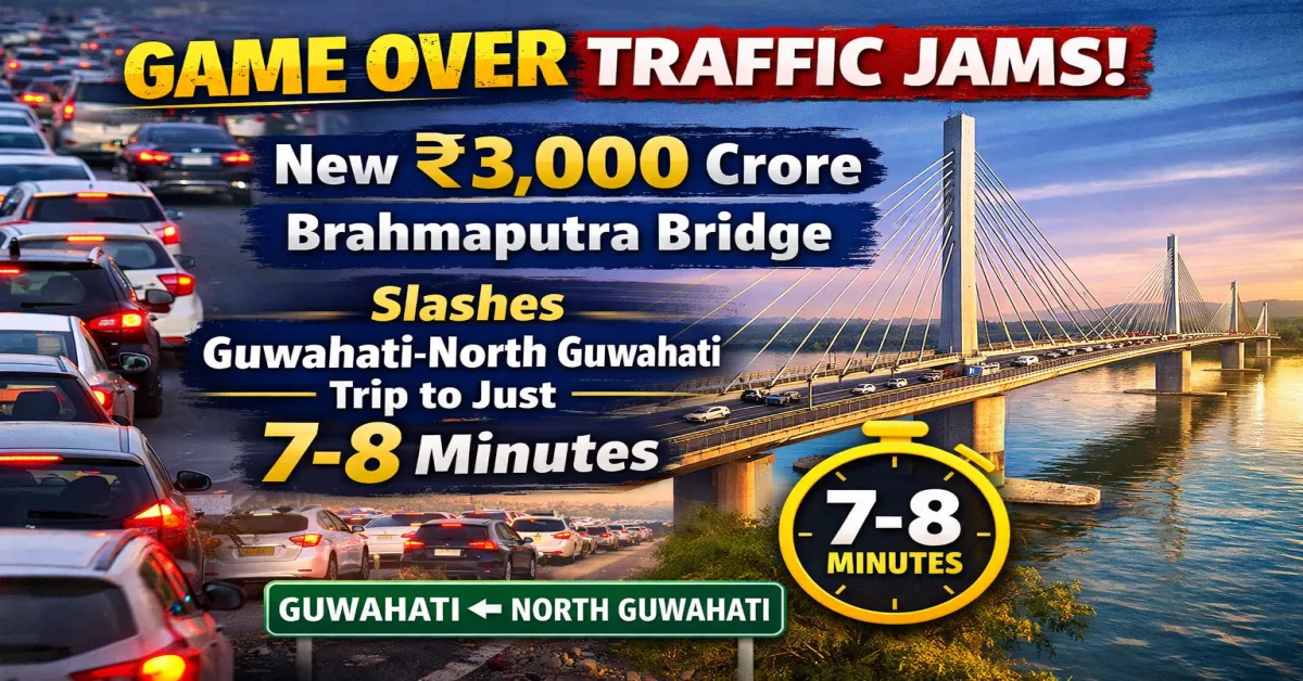 New Brahmaputra bridge connecting Guwahati and North Guwahati, ₹3000 crore Brahmaputra bridge Assam, Guwahati North Guwahati bridge reducing travel time, Assam infrastructure bridge project, Brahmaputra river cable stayed bridge