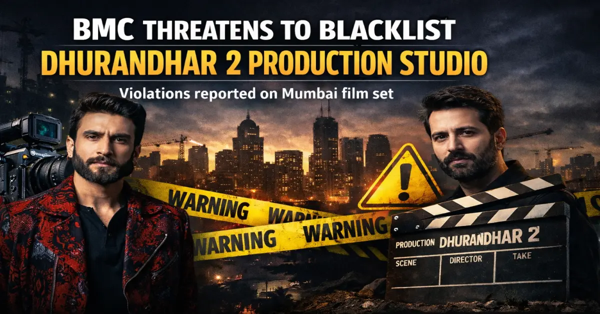 BMC threatens to blacklist Dhurandhar 2 production studio, Ranveer Singh and Aditya Dhar featured in Dhurandhar 2 controversy, Mumbai film set violations news, BMC action against Bollywood film set, Dhurandhar 2 production issue Mumbai