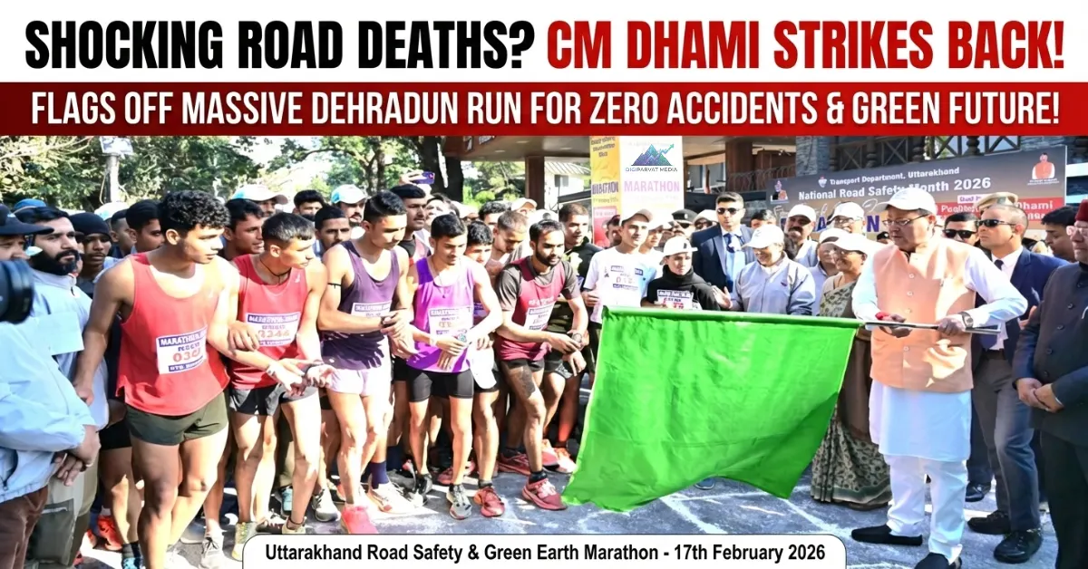 CM Pushkar Singh Dhami flags off Dehradun road safety marathon for zero accidents and green future, massive crowd of runners at Uttarakhand Road Safety & Green Earth Run