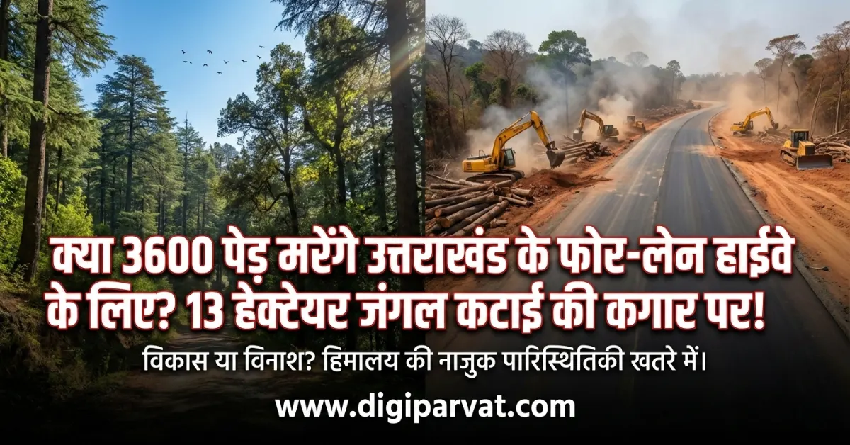 उत्तराखंड फोर लेन हाईवे के लिए जंगल कटाई, 3600 पेड़ों पर संकट, 13 हेक्टेयर जंगल खतरे में, पर्यावरण नुकसान उत्तराखंड